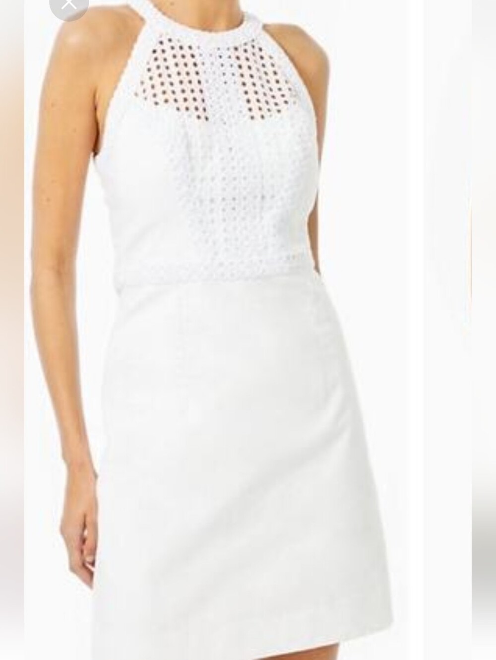 Lilly Pulitzer Chic White Eyelet Halter Dress.  Sz 12 NWT